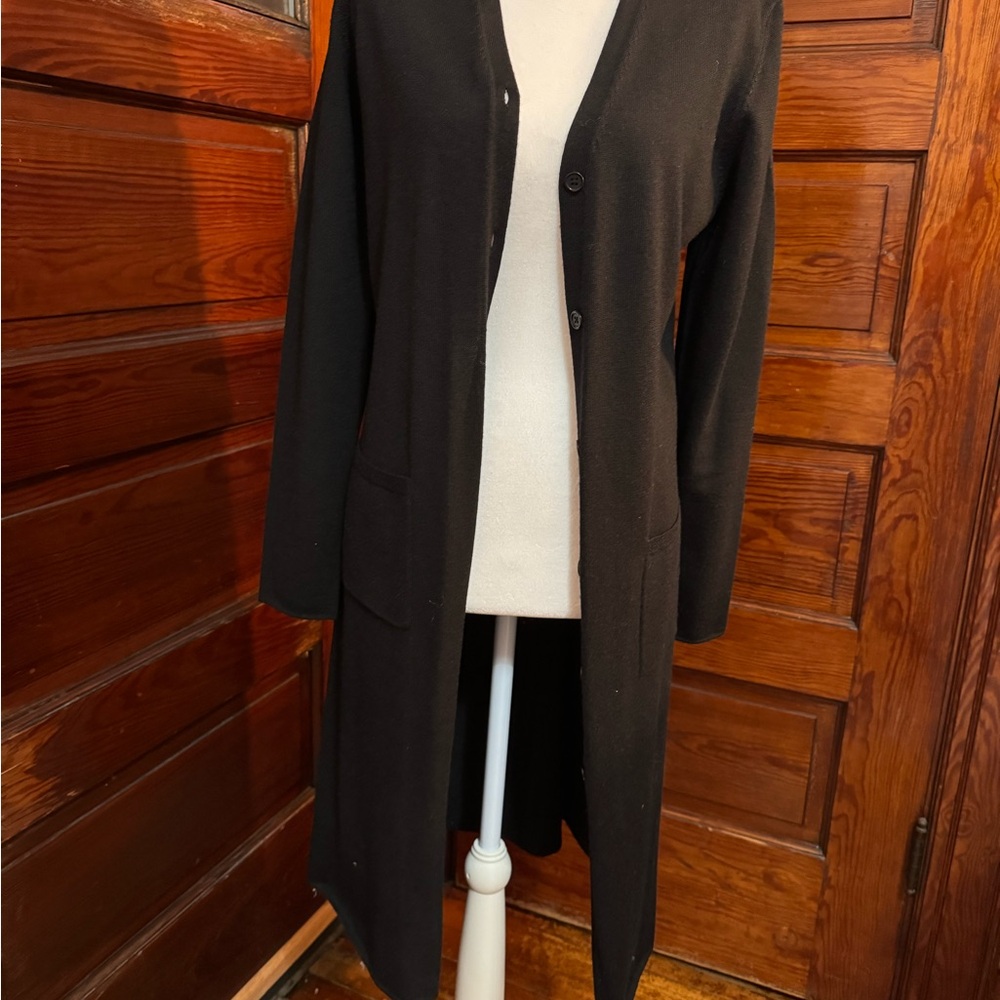 DKNY Elegant Black Women's wool Long Cardigan